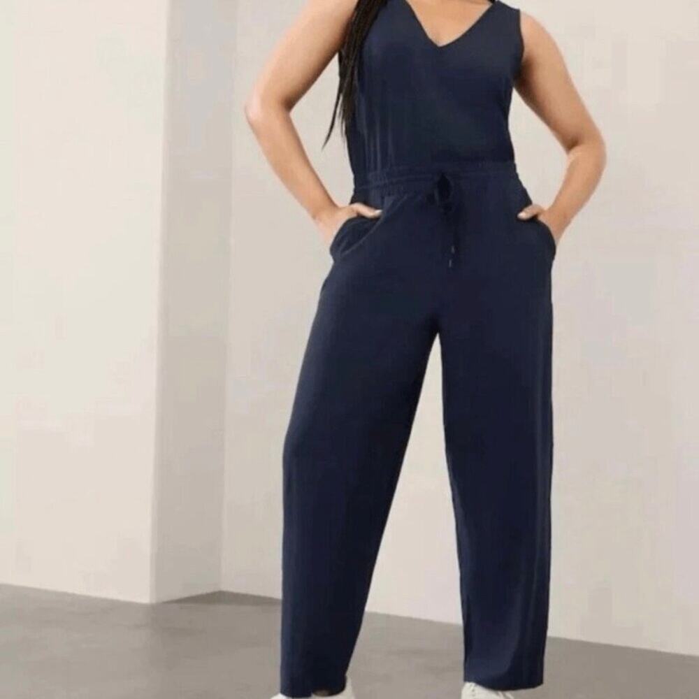 Athleta Navy Avenue Sleeveless Jumpsuit - size XL